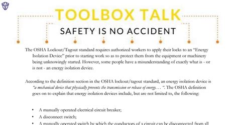 LOTO tool box talk .